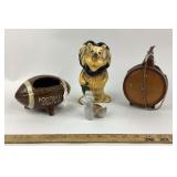 Ceramic Football Ashtray, Lion Bank, Poodle Figuri