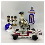 Texaco Star Race Car, Bobbleheads, Saints Helmet