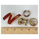 Gold Toned Brooch Collection Vintage