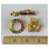 Gold Toned Brooch Collection Vintage