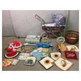 Talavera Ceramic Moon, Metal Doll Stroller, Vera B