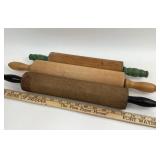 Wooden Rolling Pins; Green & Black