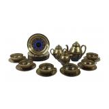 Japanese 1000 Faces Ceramic Tea Set with Plates