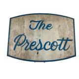 Old painted wood sign The Prescott - motel or