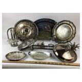Silver-Plated Tableware Including Trays, Plates, B
