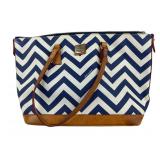 Dooney & Bourke Blue and White Chevron Coated