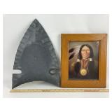 Vintage Arrowhead Sign and Framed Indian Art