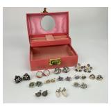 Vintage Salmon Pink Jewelry box & Unique Seashell