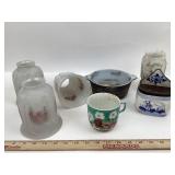 Pyrex Dish, Frosted Glass Shades, Royal Delft