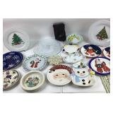 Christmas-Themed Plates, Linens, Ornaments