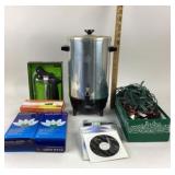 Coffee Urn, LED String Lights, Corkscrew, DVDs