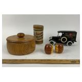 Model T Bank, Edison Record, Wooden Items