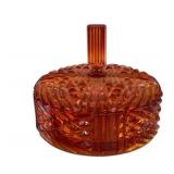 Amberina-Style Glass Lidded Divided Candy Dish