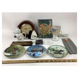 Brownstone Clock, Porcelain Cat Teapot, P Buckley