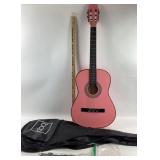 Pink Acoustic Guitar With Accessories
