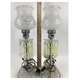 2 Vintage Glass BOUDOIR PARLOR Lamps Acrylic