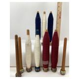 Wooden Textile Bobbins With Yarn