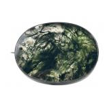 Antique moss agate and silver brooch, silver