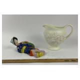 Napco Embossed Ivory Pitcher, Japanese Wall Pocket