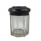 Glass Tobacco Jar With Silverplated Lid and Cherub