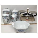 Corning Ware Dish, Kitchen Storage Jars, Ohaus Sca