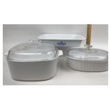 Corning Ware; Cornflower, Square & Ribbed Lidded B