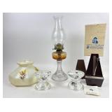Crystal Candle Holders, Seth Thomas Metronome, Oil