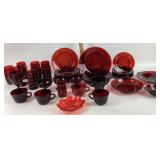 Ruby Red Glass Dinnerware, Cups, Bowls, Plates