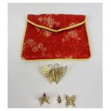 Vintage Gold Toned Butterfly Brooch &