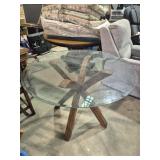 Glass Top 42 in. Round Kitchen Table With Wood
