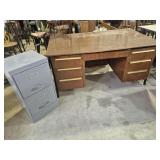 Wood Desk With 6 Drawers With Goldtone Pulls (36