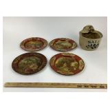 Daher Decorated Tin Ware Plates, Salt Cellar
