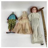 Porcelain Dolls Including Clown, Blonde, Redhead