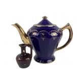 Mid Century Hall Teapot 6-cup Cobalt Blue w/ Gold