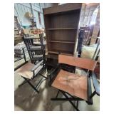 Wood Shelves (3) & 2 Folding Wood Chairs With