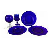 Cobalt Blue Glass Plates And Stemware