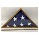 Folded U.S. Flag in Wooden Display Case