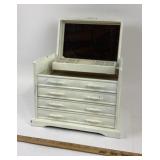 White Wooden Jewelry Box with Drawers