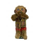 Tinplate Mechanical Monkey Toy With Fur Trim