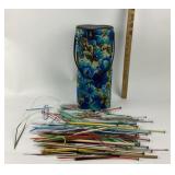 Knitting Needles With Floral Needle Case