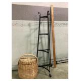 Wrought Iron Stand, Wicker Basket
