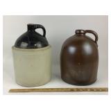 Stoneware Crocks With Handles and Glazed Finishes