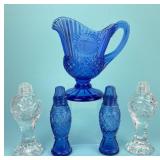 Cobalt Blue Pitcher, Salt Shakers