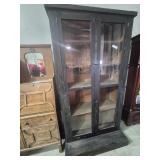 Wood 2 Door Cabinet With Glass Panel Doors & Wood