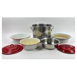 Farberware Stockpot, Enamel Bowls, Lids