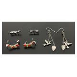 .925 Sterling Silver stamped earrings: Hearts 1.73