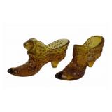 Amber Glass Shoe Figurines