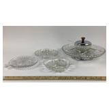 Pressed Glass Dishes With Kromex Lazy Susan Divide