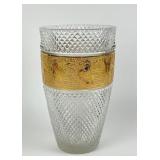 Art Deco Moser cut crystal vase, with gilded