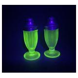 Uranium Glass Salt and Pepper Shakers